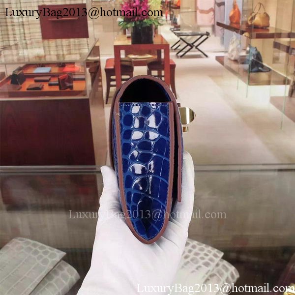 Hermes Croco Leather Clutch H88017 Blue Hermes Croco Leather Clutch H88017 Blue