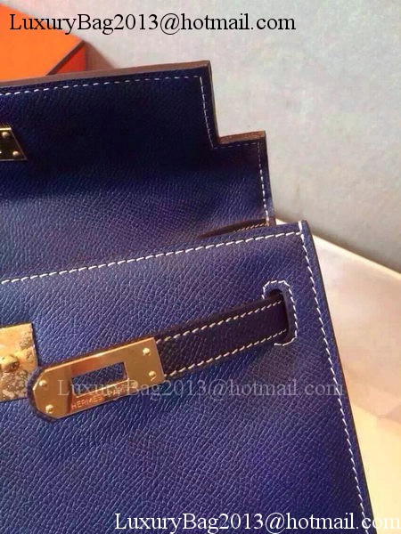 Hermes MINI Kelly 22cm Tote Bag Calfskin Leather K22 Blue Hermes MINI Kelly 22cm Tote Bag Calfskin Leather K22 Blue