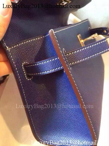 Hermes MINI Kelly 22cm Tote Bag Calfskin Leather K22 Blue Hermes MINI Kelly 22cm Tote Bag Calfskin Leather K22 Blue