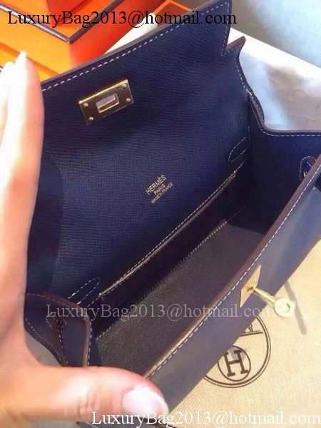 Hermes MINI Kelly 22cm Tote Bag Calfskin Leather K22 Blue Hermes MINI Kelly 22cm Tote Bag Calfskin Leather K22 Blue