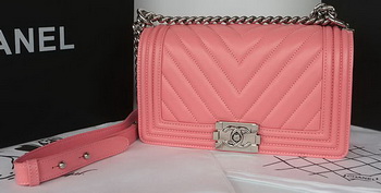 Boy Chanel Flap Bag Original Chevron Sheepskin A67025 Pink Boy Chanel Flap Bag Original Chevron Sheepskin A67025 Pink