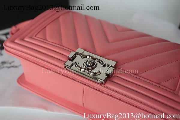 Boy Chanel Flap Bag Original Chevron Sheepskin A67025 Pink Boy Chanel Flap Bag Original Chevron Sheepskin A67025 Pink