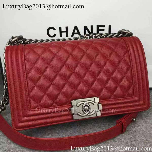 Chanel Boy Flap Shoulder Bag Red Original Calfskin Leather A8708 Silver Chanel Boy Flap Shoulder Bag Red Original Calfskin Leather A8708 Silver