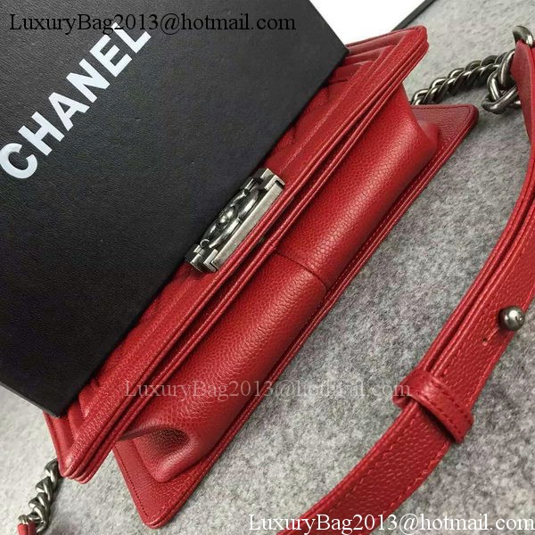 Chanel Boy Flap Shoulder Bag Red Original Calfskin Leather A8708 Silver Chanel Boy Flap Shoulder Bag Red Original Calfskin Leather A8708 Silver