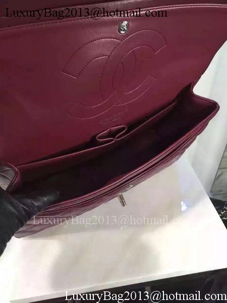 Chanel Jumbo Classic Flap Bag Burgundy Sheepskin Leather A1113 Silver Chanel Jumbo Classic Flap Bag Burgundy Sheepskin Leather A1113 Silver