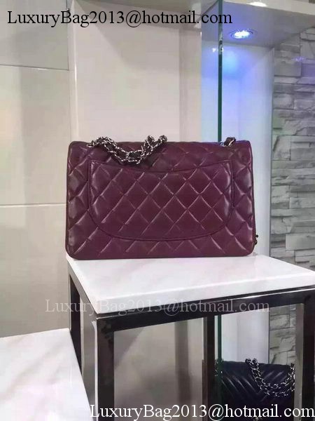Chanel Jumbo Classic Flap Bag Burgundy Sheepskin Leather A1113 Silver Chanel Jumbo Classic Flap Bag Burgundy Sheepskin Leather A1113 Silver