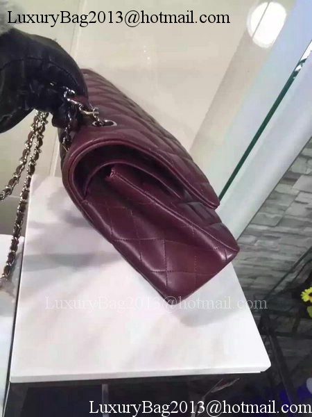 Chanel Jumbo Classic Flap Bag Burgundy Sheepskin Leather A1113 Silver Chanel Jumbo Classic Flap Bag Burgundy Sheepskin Leather A1113 Silver