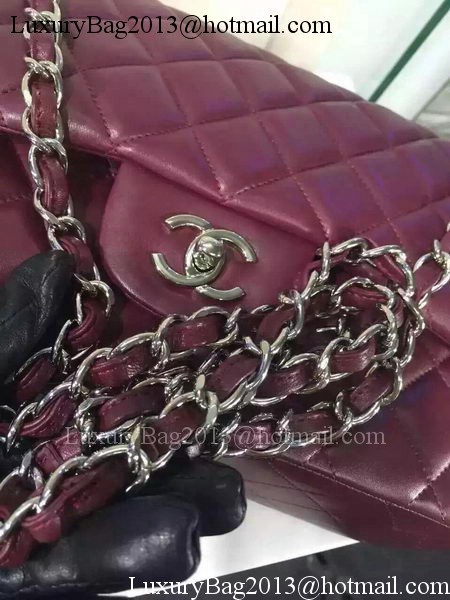 Chanel Jumbo Classic Flap Bag Burgundy Sheepskin Leather A1113 Silver Chanel Jumbo Classic Flap Bag Burgundy Sheepskin Leather A1113 Silver