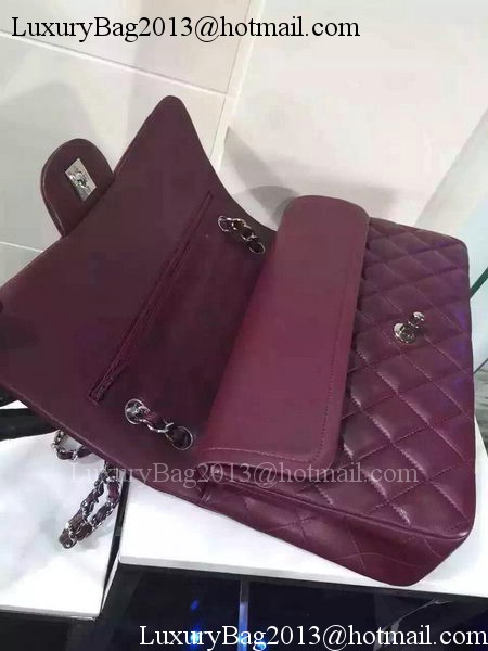 Chanel Jumbo Classic Flap Bag Burgundy Sheepskin Leather A1113 Silver Chanel Jumbo Classic Flap Bag Burgundy Sheepskin Leather A1113 Silver