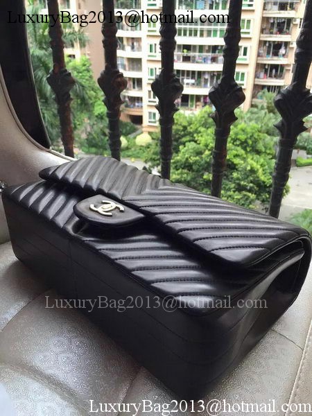 Chanel Classic Flap Bag Black Sheepskin Chevron Quilting A1113 Gold Chanel Classic Flap Bag Black Sheepskin Chevron Quilting A1113 Gold