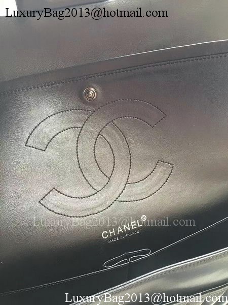 Chanel Classic Flap Bag Black Sheepskin Chevron Quilting A1113 Silver Chanel Classic Flap Bag Black Sheepskin Chevron Quilting A1113 Silver