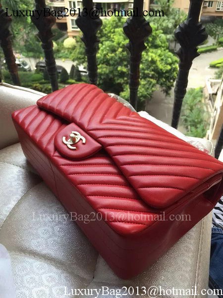 Chanel Classic Flap Bag Red Sheepskin Chevron Quilting A1113 Gold Chanel Classic Flap Bag Red Sheepskin Chevron Quilting A1113 Gold