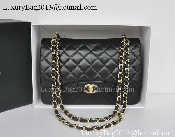 Chanel Jumbo Double Flaps Bags Black Sheepskin Leather A36097 Gold Chanel Jumbo Double Flaps Bags Black Sheepskin Leather A36097 Gold