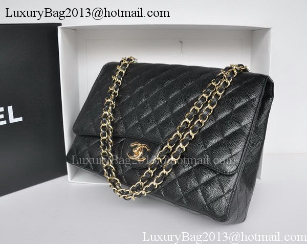 Chanel Maxi Classic Bag A36098 Black Cannage Pattern Gold Chanel Maxi Classic Bag A36098 Black Cannage Pattern Gold