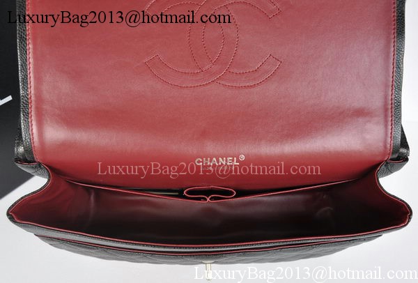 Chanel Maxi Classic Bag A36098 Black Cannage Pattern Silver Chanel Maxi Classic Bag A36098 Black Cannage Pattern Silver