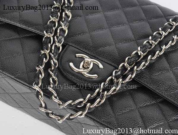 Chanel Maxi Classic Bag A36098 Black Cannage Pattern Silver Chanel Maxi Classic Bag A36098 Black Cannage Pattern Silver