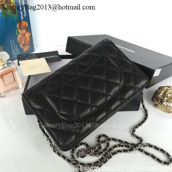 Chanel mini Flap Bag Black Sheepskin Leather A33814S Silver Chanel mini Flap Bag Black Sheepskin Leather A33814S Silver