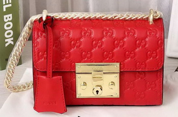 Gucci Padlock Gucci Signature Shoulder Bag 409487 Red Gucci Padlock Gucci Signature Shoulder Bag 409487 Red