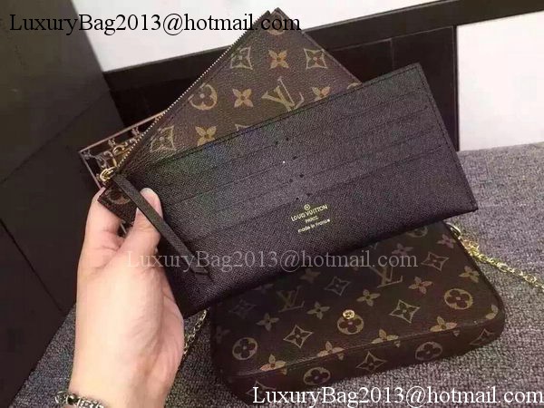Louis Vuitton Monogram Canvas Felicie Chain Wallet M61276 Black Louis Vuitton Monogram Canvas Felicie Chain Wallet M61276 Black