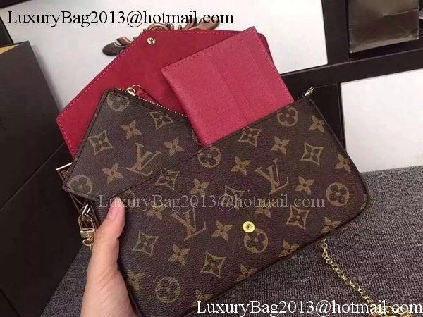 Louis Vuitton Monogram Canvas Felicie Chain Wallet M61276 Burgundy Louis Vuitton Monogram Canvas Felicie Chain Wallet M61276 Burgundy