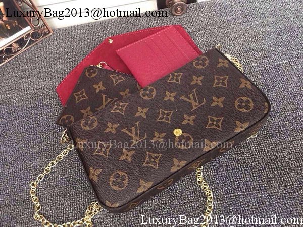 Louis Vuitton Monogram Canvas Felicie Chain Wallet M61276 Burgundy Louis Vuitton Monogram Canvas Felicie Chain Wallet M61276 Burgundy