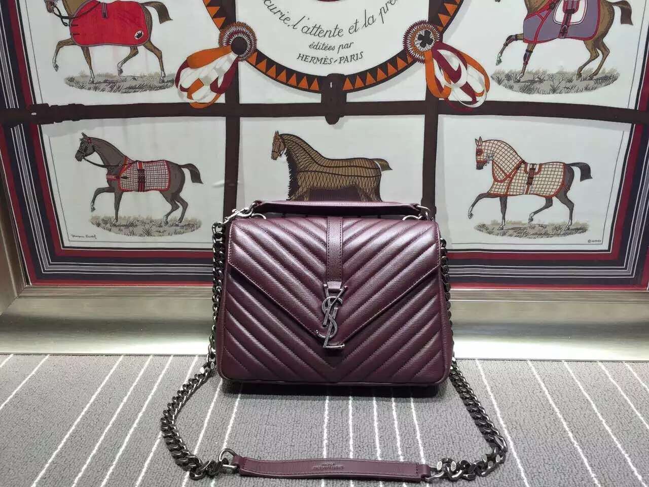 Yves Saint Laurent Messenger Bag Origianl Leather YSL0338 Burgundy