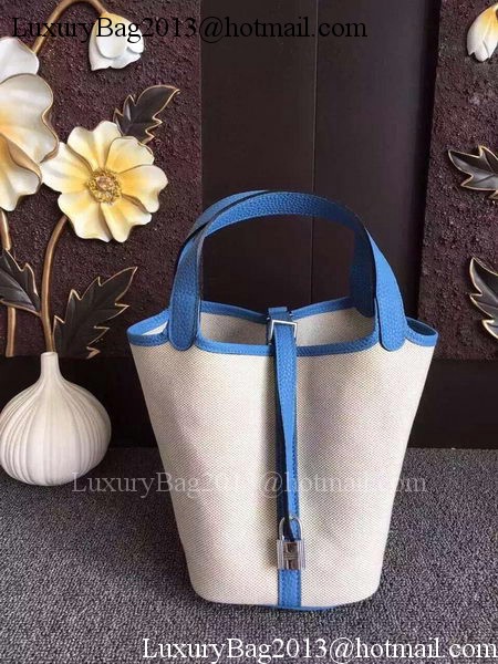 Hermes Picotin Lock 18cm Bag Canvas HPL8618T Blue Hermes Picotin Lock 18cm Bag Canvas HPL8618T Blue