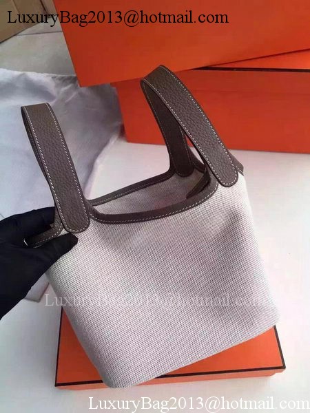 Hermes Picotin Lock 18cm Bag Canvas HPL8618T Dark Grey Hermes Picotin Lock 18cm Bag Canvas HPL8618T Dark Grey