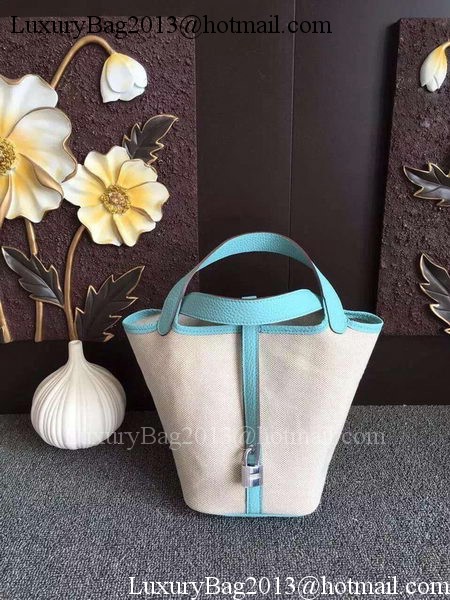 Hermes Picotin Lock 18cm Bag Canvas HPL8618T Light Blue Hermes Picotin Lock 18cm Bag Canvas HPL8618T Light Blue