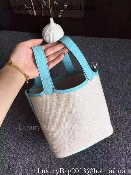 Hermes Picotin Lock 18cm Bag Canvas HPL8618T Light Blue Hermes Picotin Lock 18cm Bag Canvas HPL8618T Light Blue