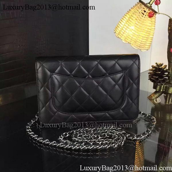 Chanel WOC mini Flap Bag Black Sheepskin A5373 Silver Chanel WOC mini Flap Bag Black Sheepskin A5373 Silver