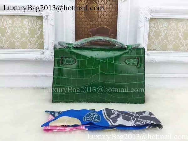 Hermes MINI Kelly 22cm Tote Bag Croco Leather KL22 Green Hermes MINI Kelly 22cm Tote Bag Croco Leather KL22 Green