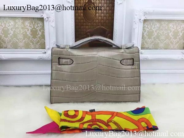 Hermes MINI Kelly 22cm Tote Bag Croco Leather KL22 Grey Hermes MINI Kelly 22cm Tote Bag Croco Leather KL22 Grey