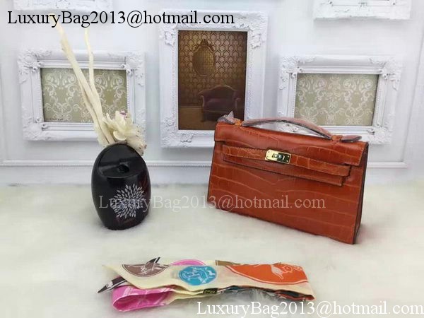 Hermes MINI Kelly 22cm Tote Bag Croco Leather KL22 Orange Hermes MINI Kelly 22cm Tote Bag Croco Leather KL22 Orange