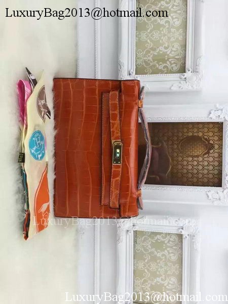 Hermes MINI Kelly 22cm Tote Bag Croco Leather KL22 Orange Hermes MINI Kelly 22cm Tote Bag Croco Leather KL22 Orange