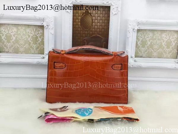 Hermes MINI Kelly 22cm Tote Bag Croco Leather KL22 Orange Hermes MINI Kelly 22cm Tote Bag Croco Leather KL22 Orange