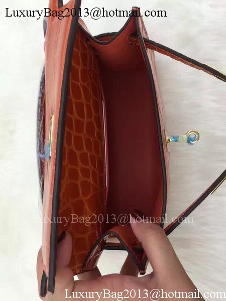 Hermes MINI Kelly 22cm Tote Bag Croco Leather KL22 Orange Hermes MINI Kelly 22cm Tote Bag Croco Leather KL22 Orange