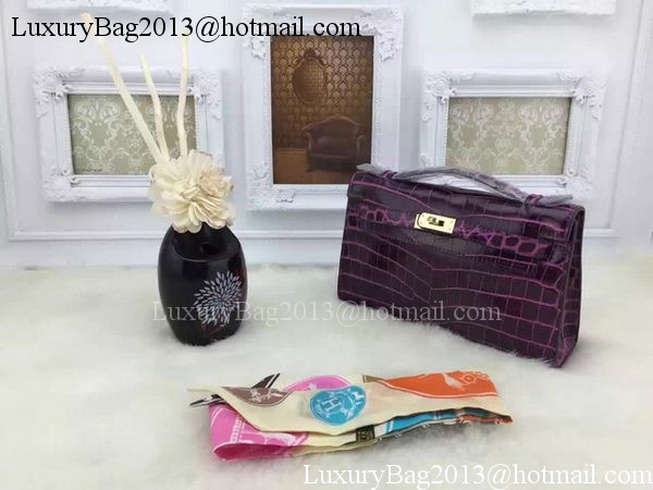 Hermes MINI Kelly 22cm Tote Bag Croco Leather KL22 Purple Hermes MINI Kelly 22cm Tote Bag Croco Leather KL22 Purple