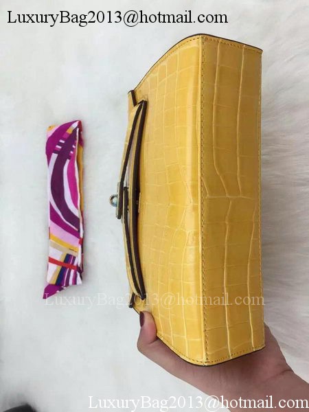 Hermes MINI Kelly 22cm Tote Bag Croco Leather KL22 Yellow Hermes MINI Kelly 22cm Tote Bag Croco Leather KL22 Yellow