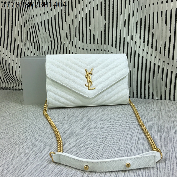 YSL Classic Monogramme Flap Bag Cannage Pattern Y377828L White