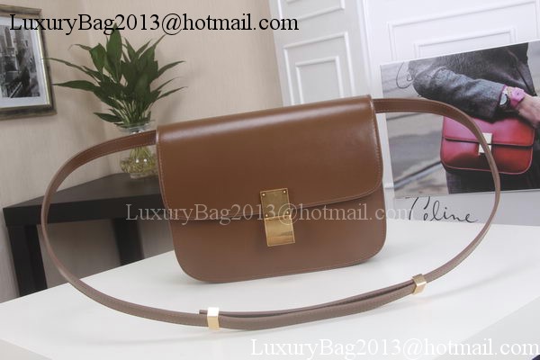 Celine Classic Box Flap Bag Calfskin Leather C3369 Brown Celine Classic Box Flap Bag Calfskin Leather C3369 Brown