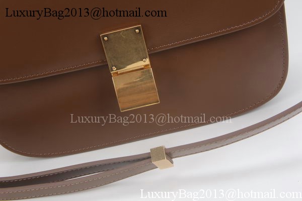 Celine Classic Box Flap Bag Calfskin Leather C3369 Brown Celine Classic Box Flap Bag Calfskin Leather C3369 Brown