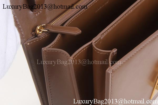 Celine Classic Box Flap Bag Calfskin Leather C3369 Brown Celine Classic Box Flap Bag Calfskin Leather C3369 Brown