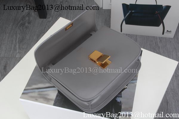 Celine Classic Box Flap Bag Calfskin Leather C3369 Grey Celine Classic Box Flap Bag Calfskin Leather C3369 Grey