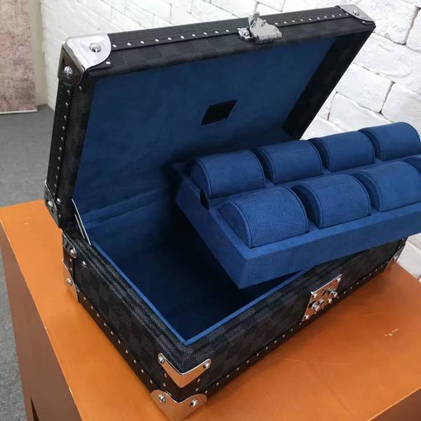Louis Vuitton Damier Graphite Canvas Watches Box 40664 Blue Louis Vuitton Damier Graphite Canvas Watches Box 40664 Blue