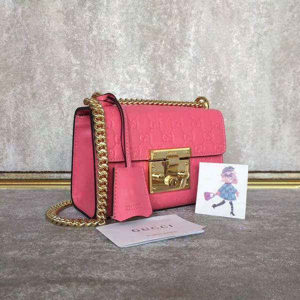 Gucci Padlock Gucci Signature Mini Shoulder Bag 409487A Pink