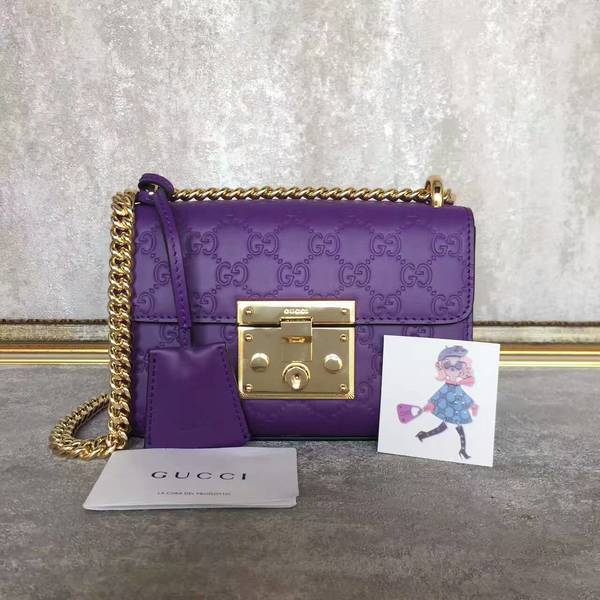 Gucci Padlock Gucci Signature Mini Shoulder Bag 409487A Purple Gucci Padlock Gucci Signature Mini Shoulder Bag 409487A Purple