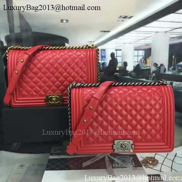 Boy Chanel Flap Bag Red Original Sheepskin Leather A67088 Gold Boy Chanel Flap Bag Red Original Sheepskin Leather A67088 Gold