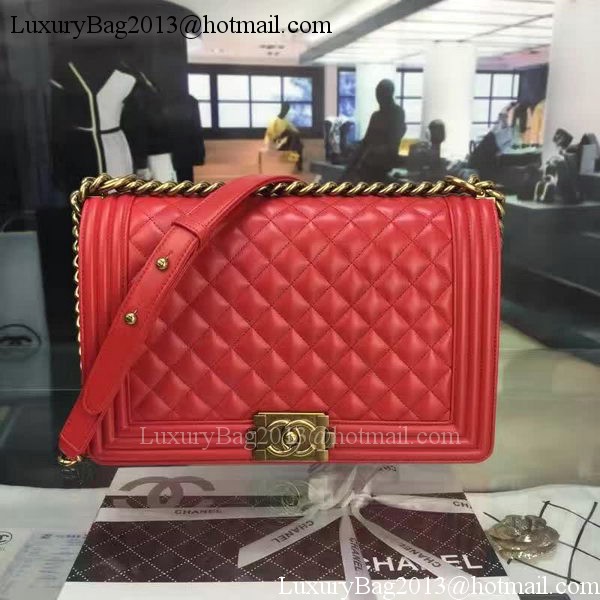 Boy Chanel Flap Bag Red Original Sheepskin Leather A67088 Gold Boy Chanel Flap Bag Red Original Sheepskin Leather A67088 Gold