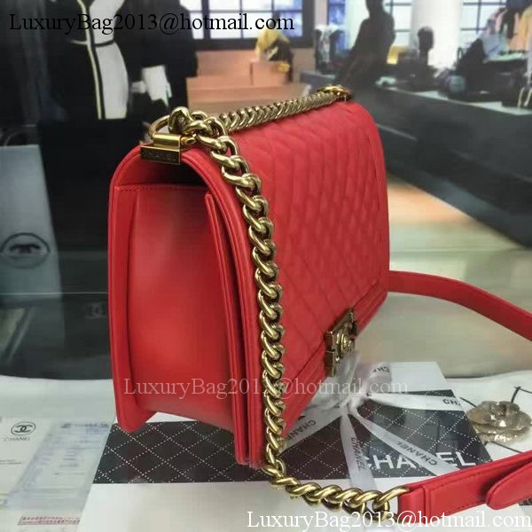 Boy Chanel Flap Bag Red Original Sheepskin Leather A67088 Gold Boy Chanel Flap Bag Red Original Sheepskin Leather A67088 Gold